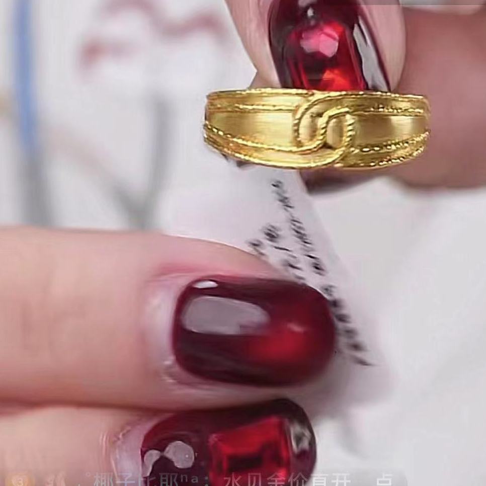 俏兮金 黄金双足金戒指