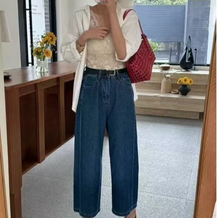 『雨美 Show』71876宽松显瘦九分直筒裤