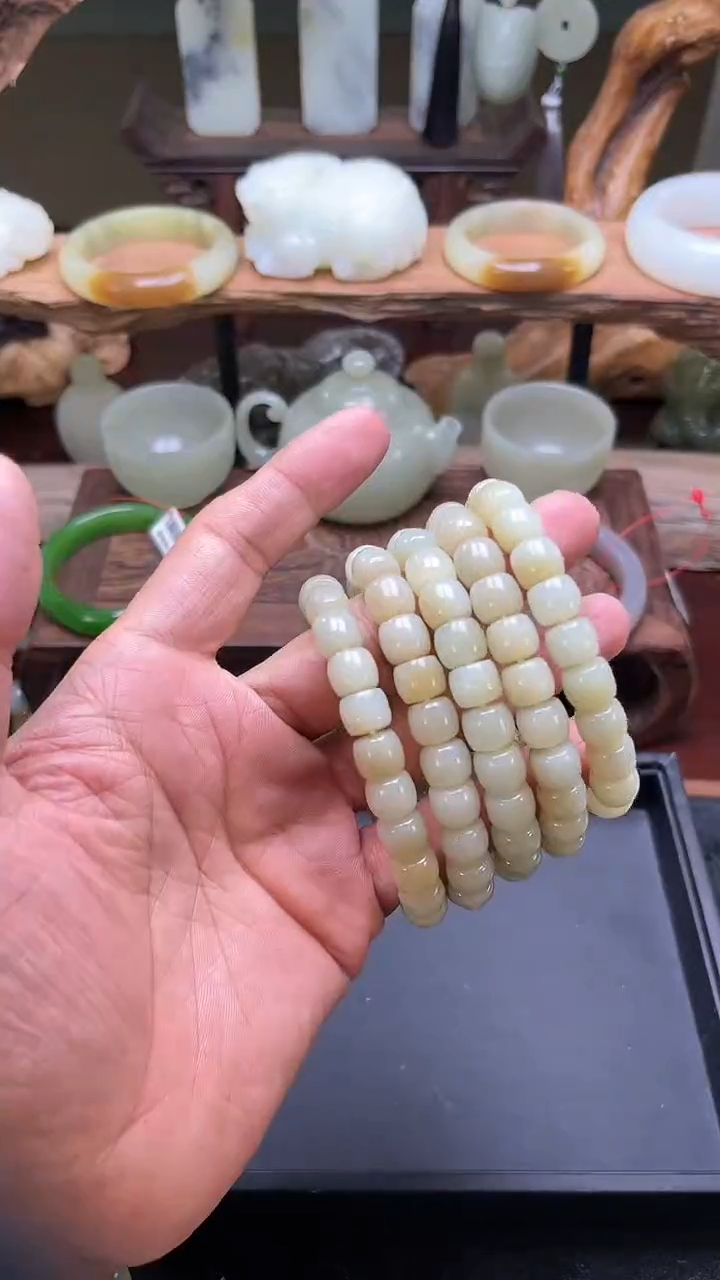 【闪购商品】和田玉手串未镶嵌D卡10迪克兰带糖极限弧 多样性发一