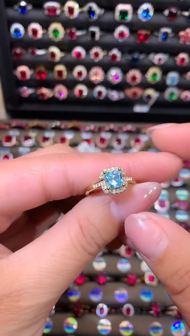 【闪购商品】海蓝宝石戒圈银S925镶嵌6