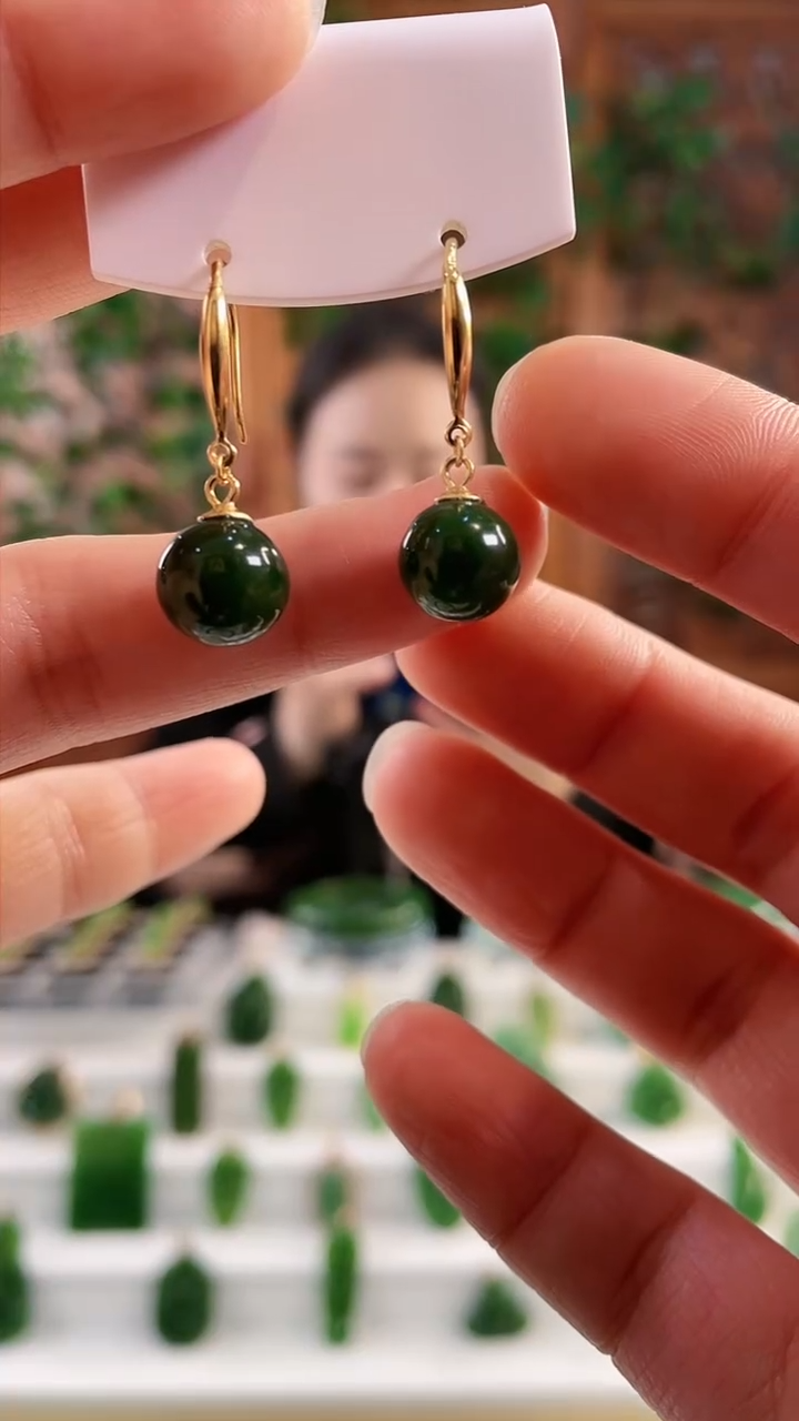 【闪购商品】和田玉耳钩银S925镶嵌经典耳钩