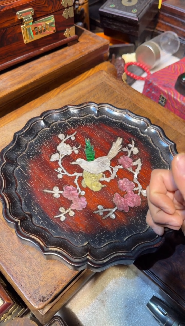 木紫檀圆茶盘88    