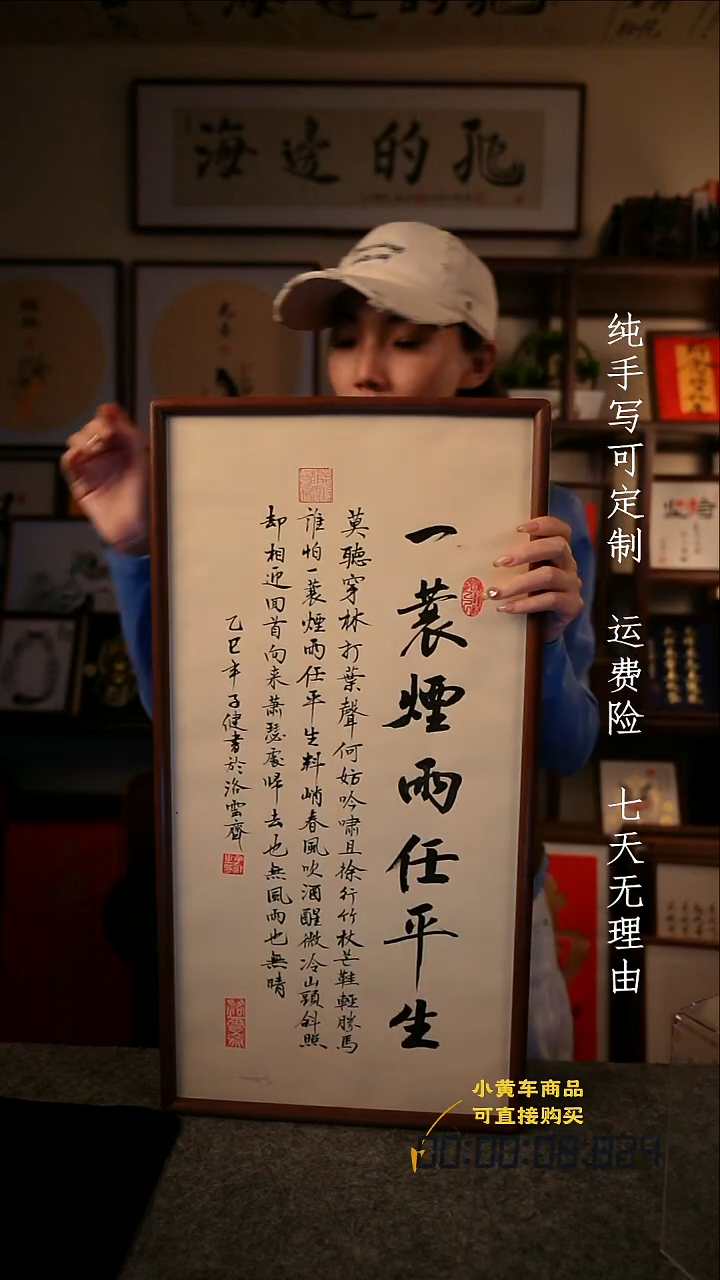 书法行书一蓑烟雨3570实木