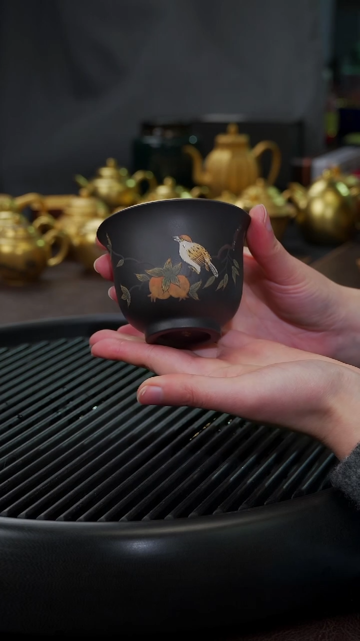 【闪购商品】杯【宜景窑紫砂鎏金】黑墩头杯子6