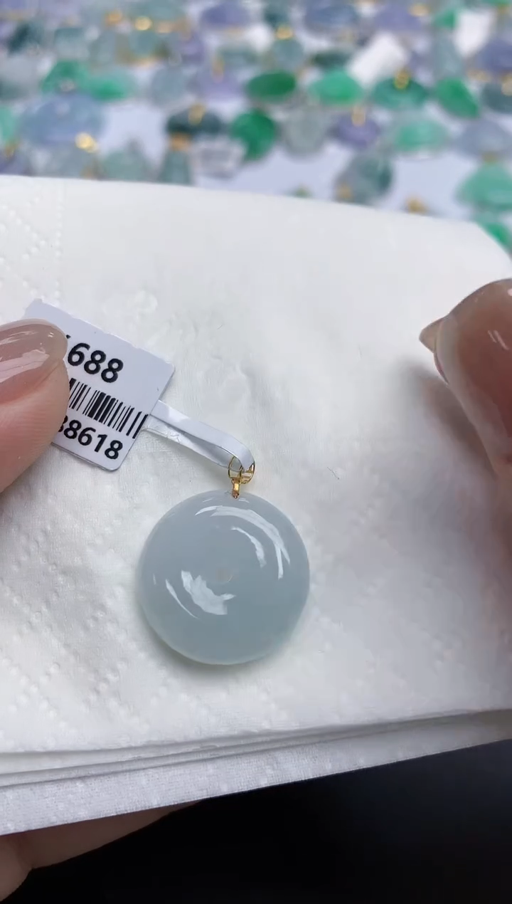 【闪购商品】翡翠颈饰18K金镶嵌天然缅甸翡翠A货