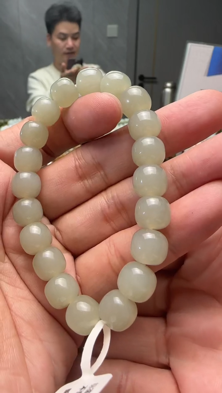 未镶嵌手串和田玉青白玉手串卡9x10