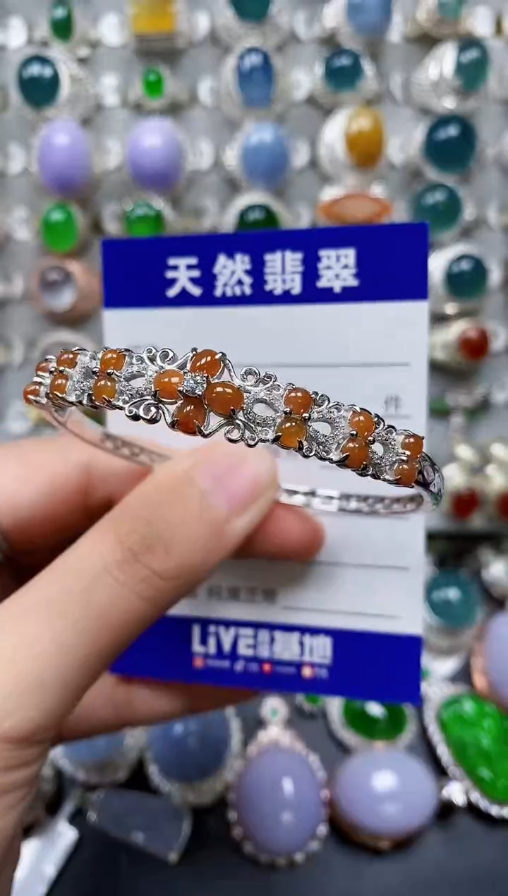 【闪购商品】翡翠手镯银S925镶嵌0133