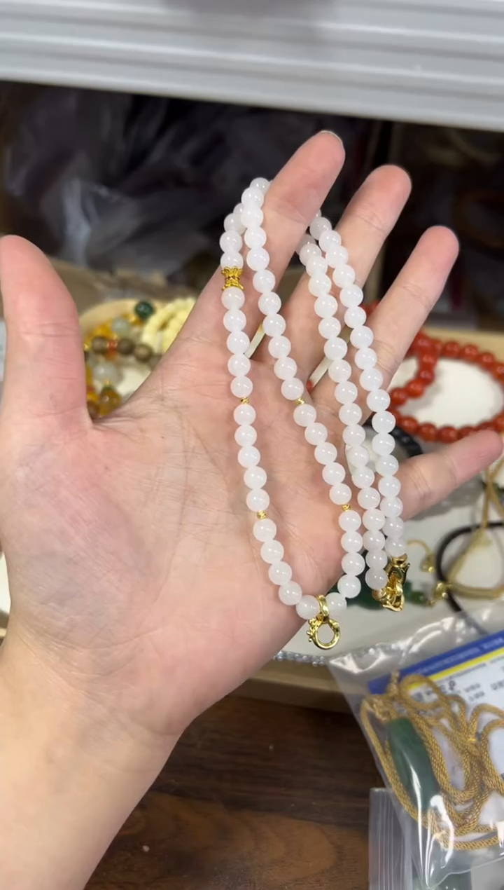 项链未镶嵌和田玉和田玉白玉万能扣项链[324]