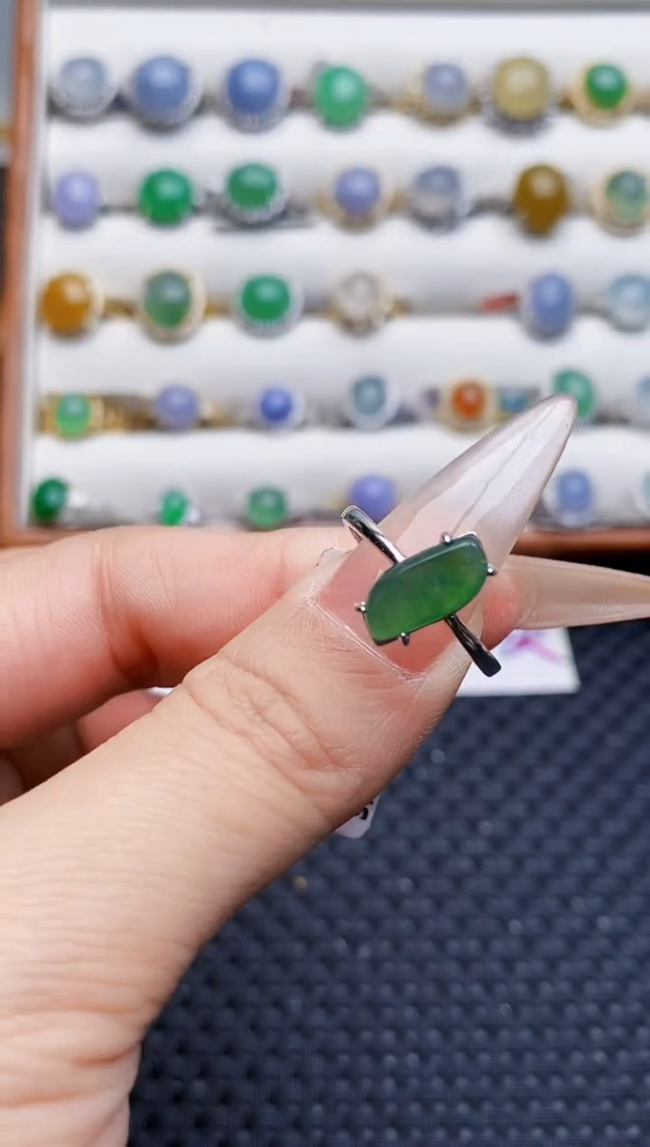 银S925镶嵌戒指翡翠2583