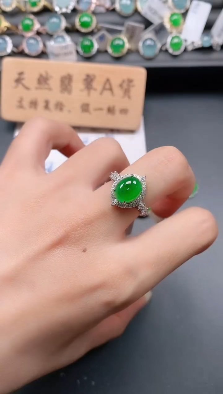 银S925镶嵌戒指翡翠111
