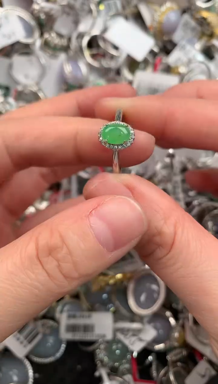 银S925镶嵌戒指翡翠222          5