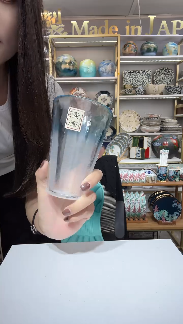 陶瓷400ml阔口杯-杯口淡蓝一只