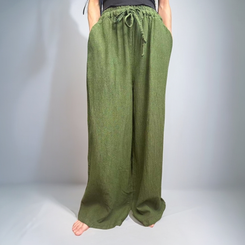 《荷叶》高端提花亚麻质感巨好直筒阔腿裤