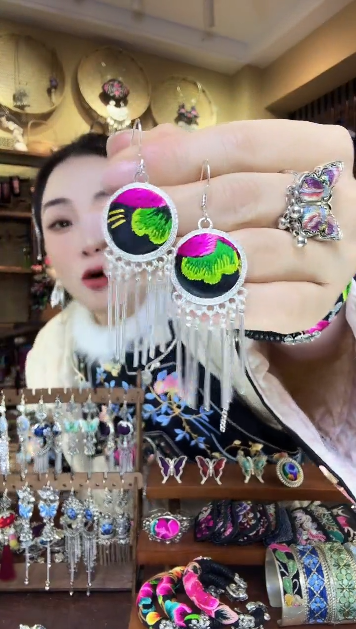 刺绣非遗刺绣民族风耳环