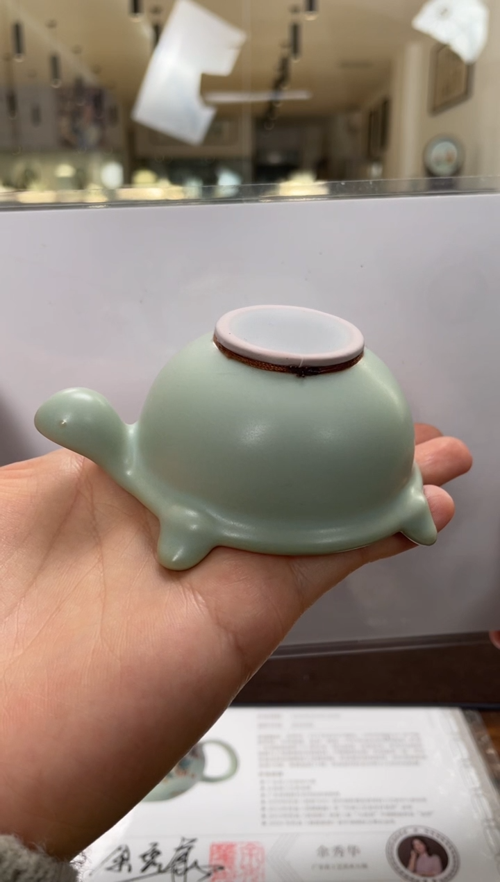 杯子瓷周泽堂天青-先知茶漏顶