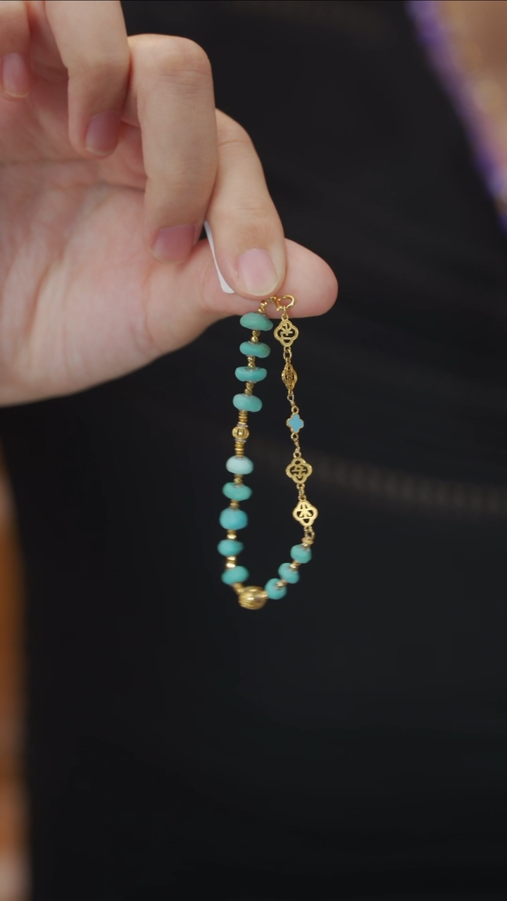 18K金镶嵌绿松石手链手链