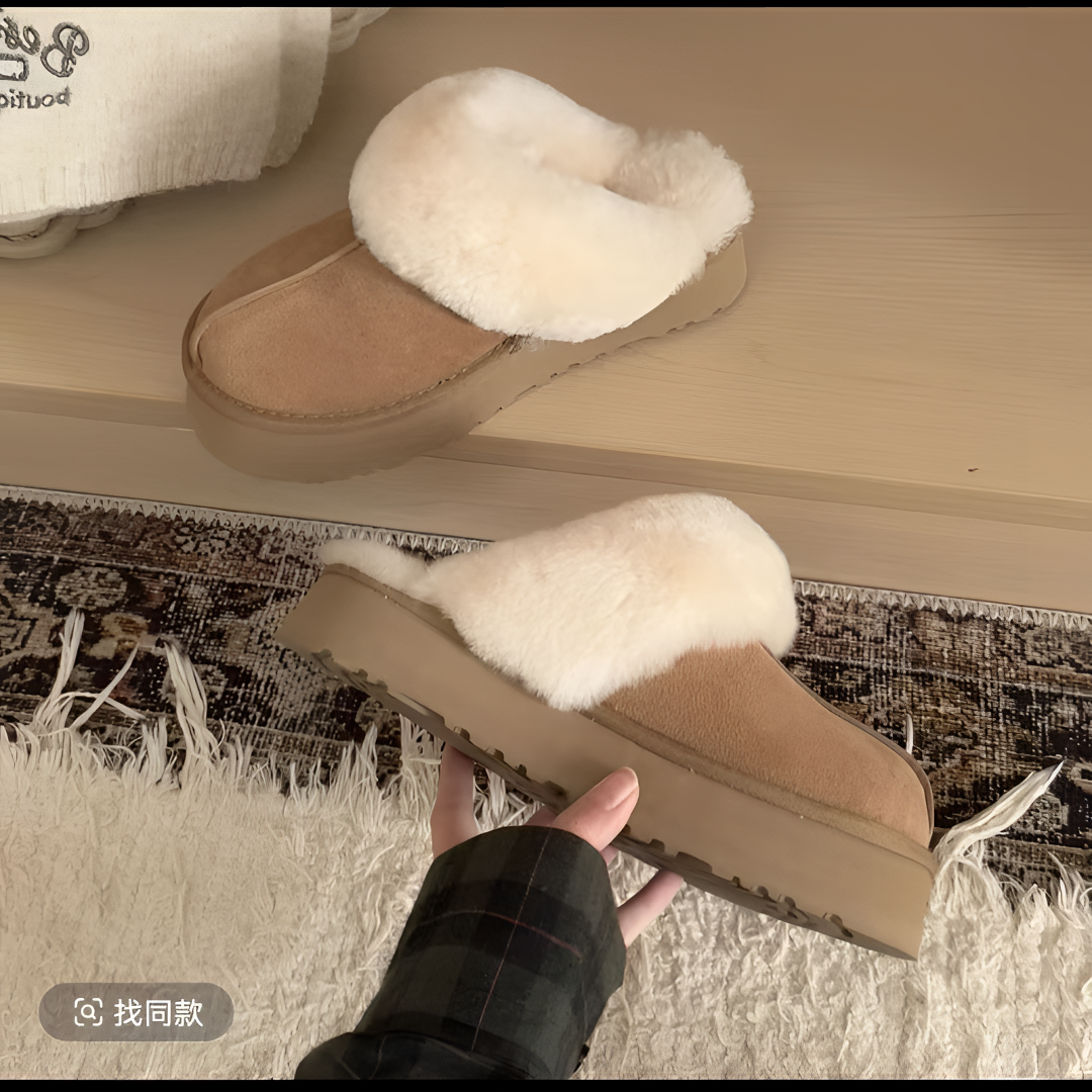 【星托3CM】河南桑坡羊毛一体女鞋保暖简约休闲冬款女鞋新