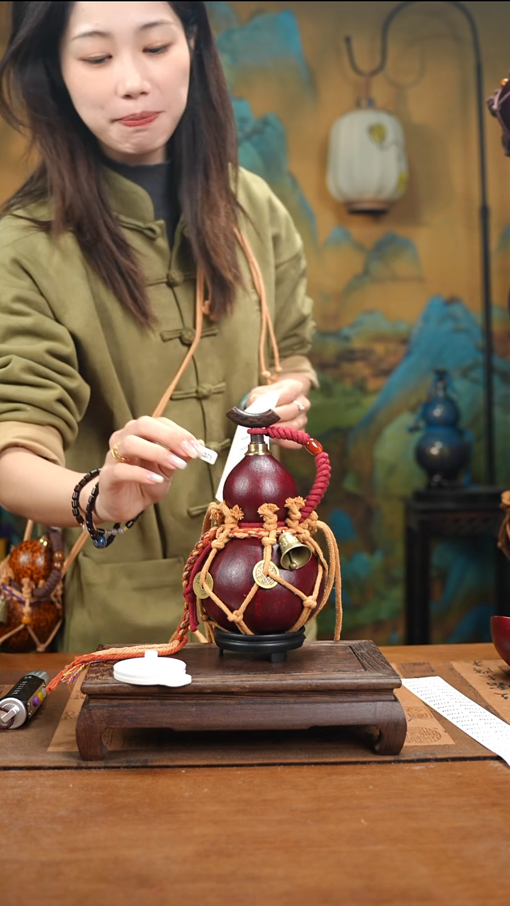 YU075复古网兜款天然酒葫芦（一物一拍）