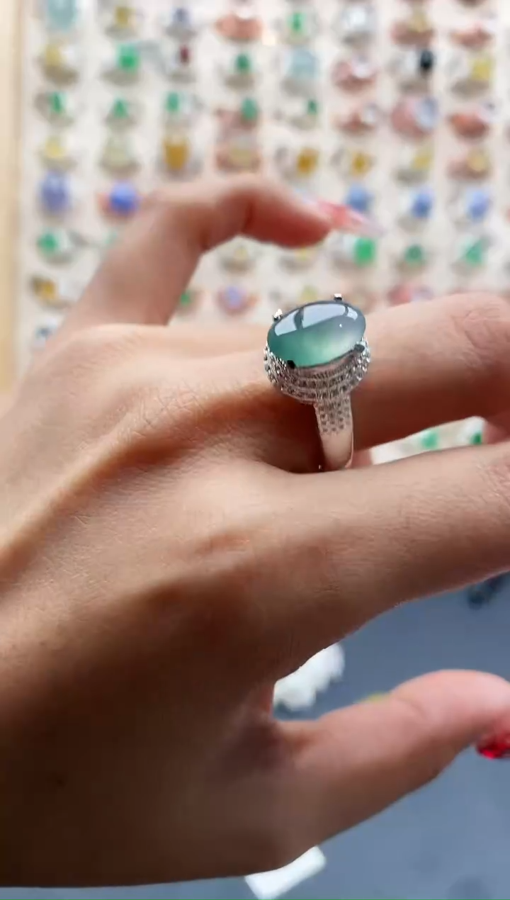 【闪购商品】翡翠戒指未镶嵌缅甸天然A货翡翠555 2+7