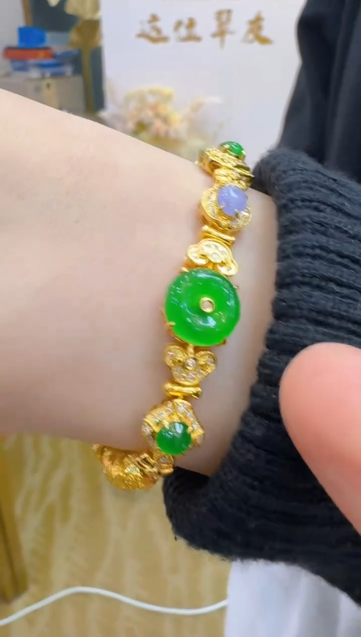 18K金镶嵌手链翡翠多样性团购发一件