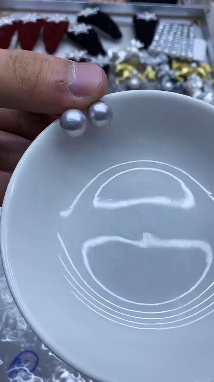 银S925镶嵌耳钉淡水珍珠多样性发其一