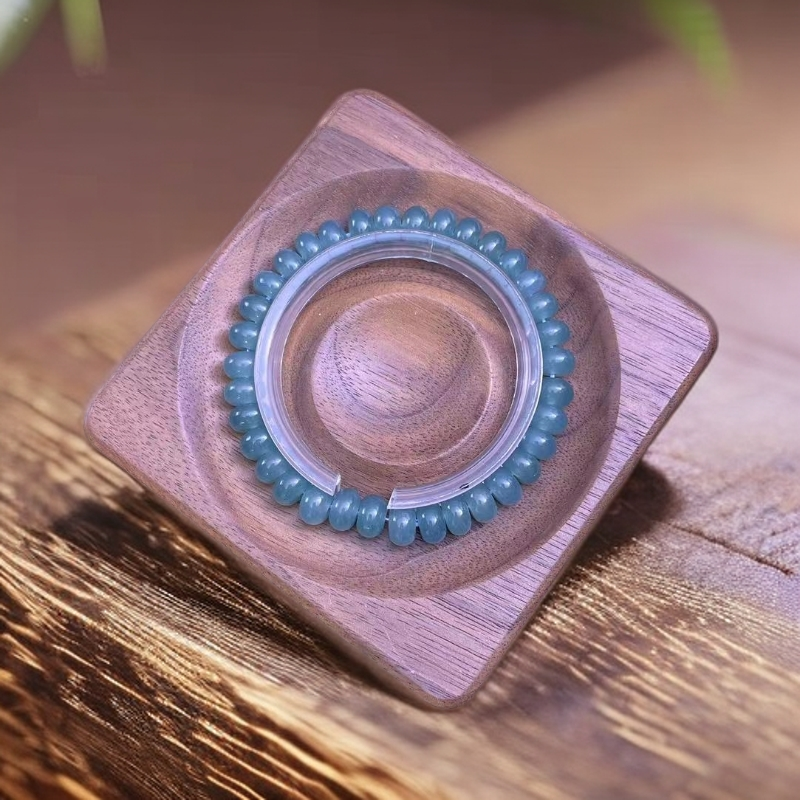 【思涵珠宝】新疆若羌产地 575 天空蓝算盘珠手串 8mm