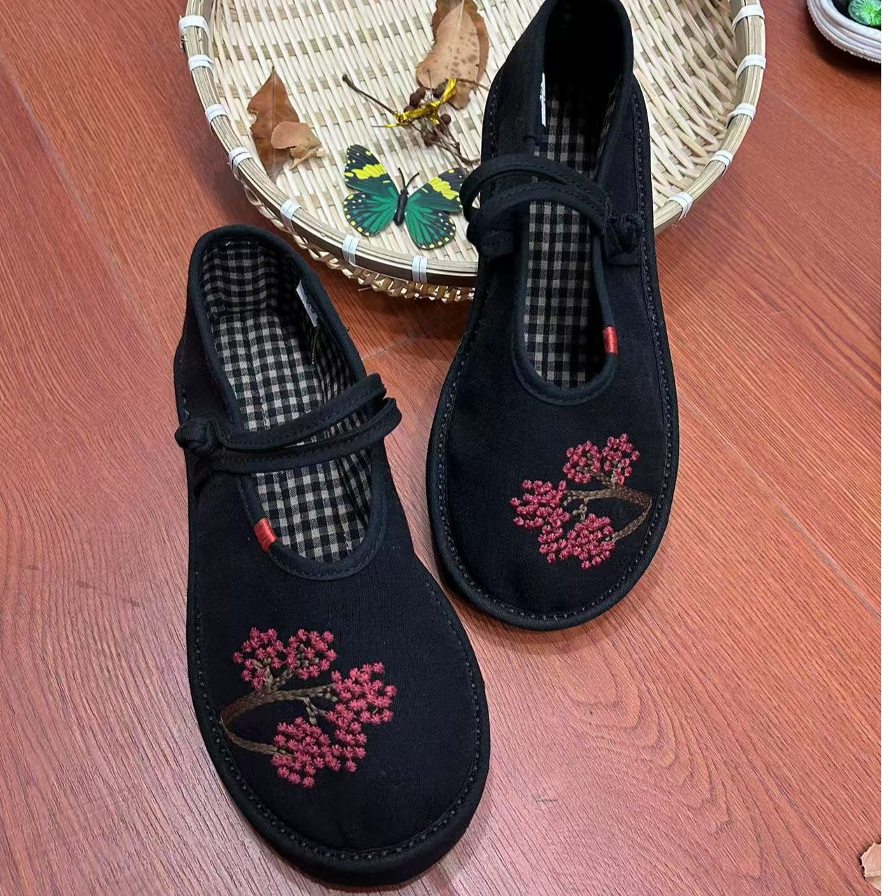 ｛杏梅｝松紧民族风云南绣花布鞋复古纯手工千层底民族