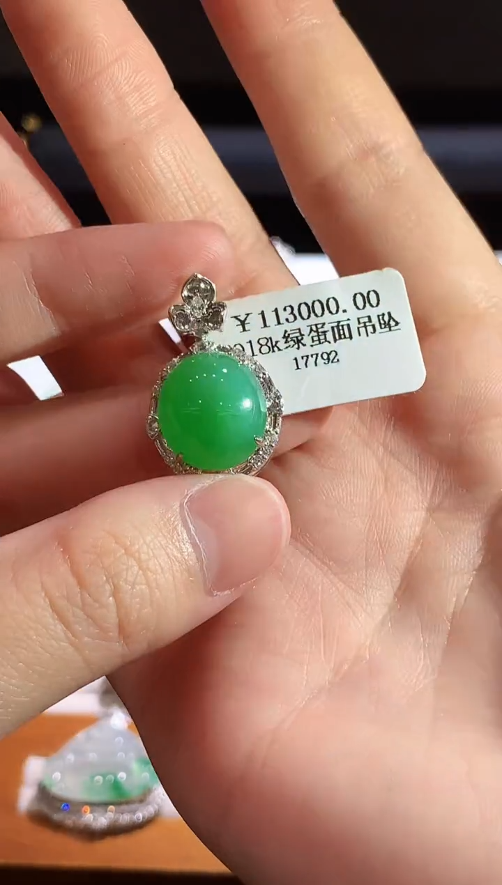 翡翠18K金镶嵌吊坠(不含链)QG多样性发其一