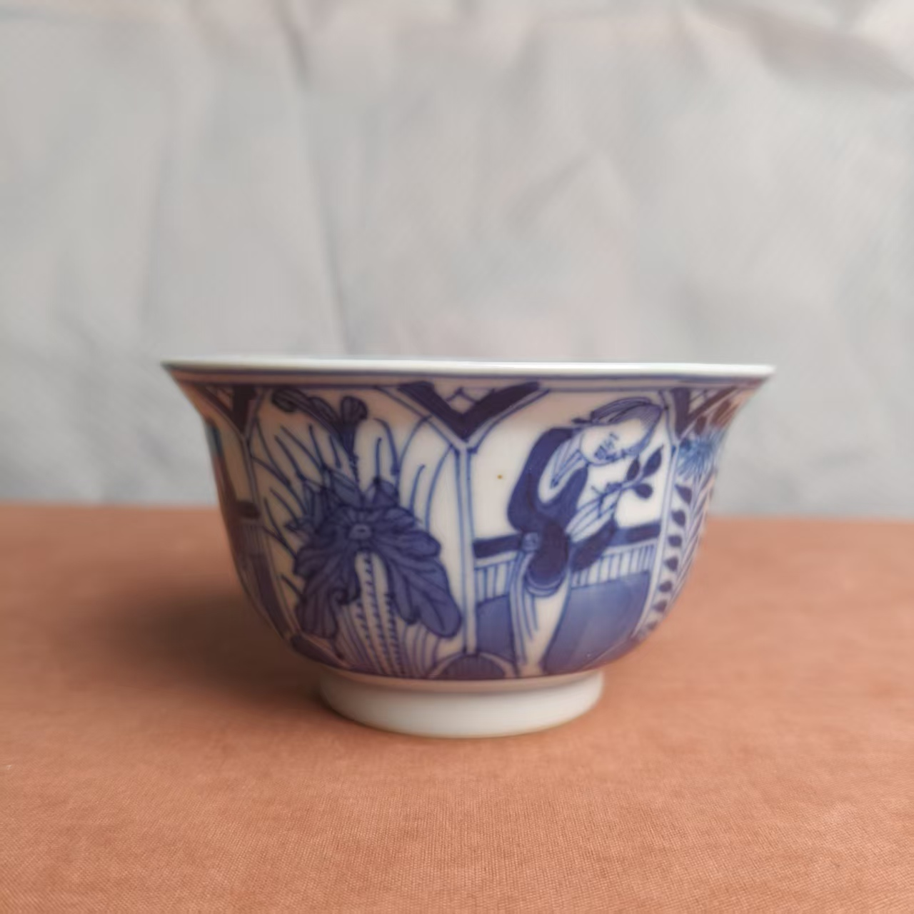 光绪 青花人物撇口杯PPRR-0043