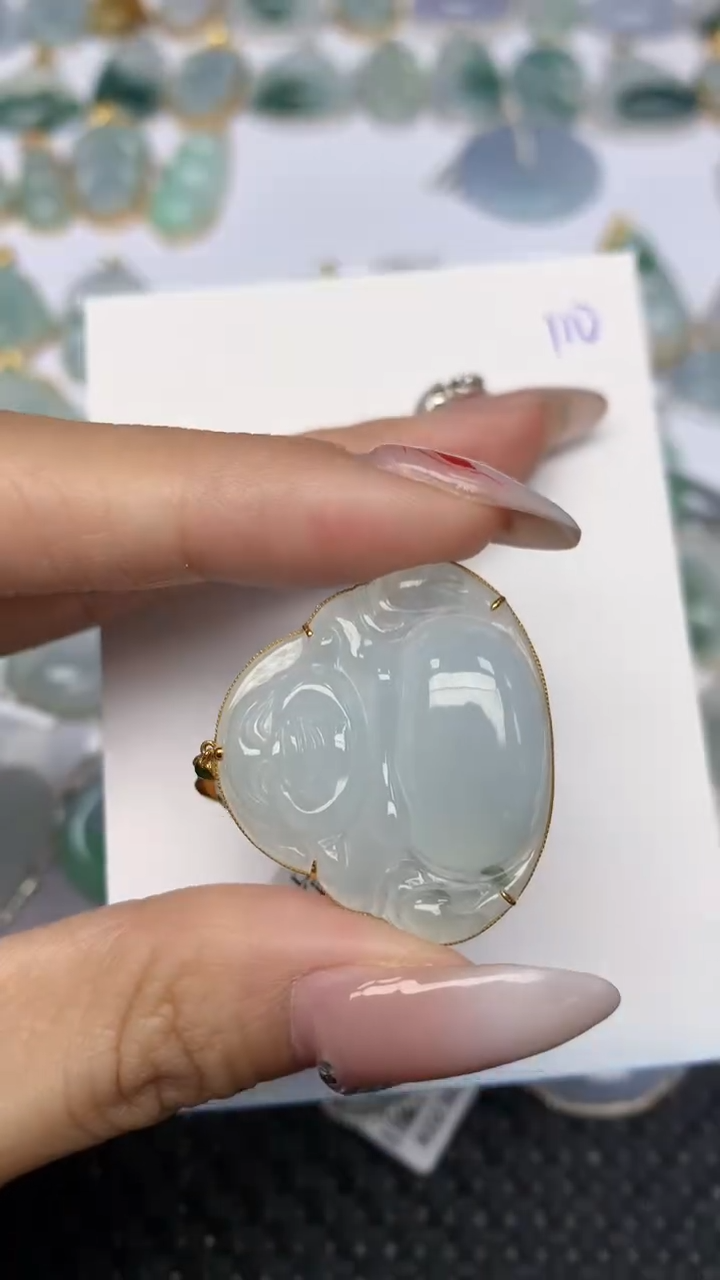 【闪购商品】翡翠颈饰18K金镶嵌天然翡翠A货