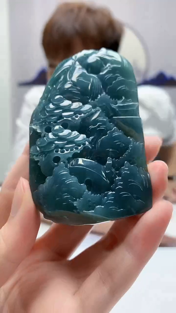 【闪购商品】定制翡翠未镶嵌4868zm-毛货挂件122山水