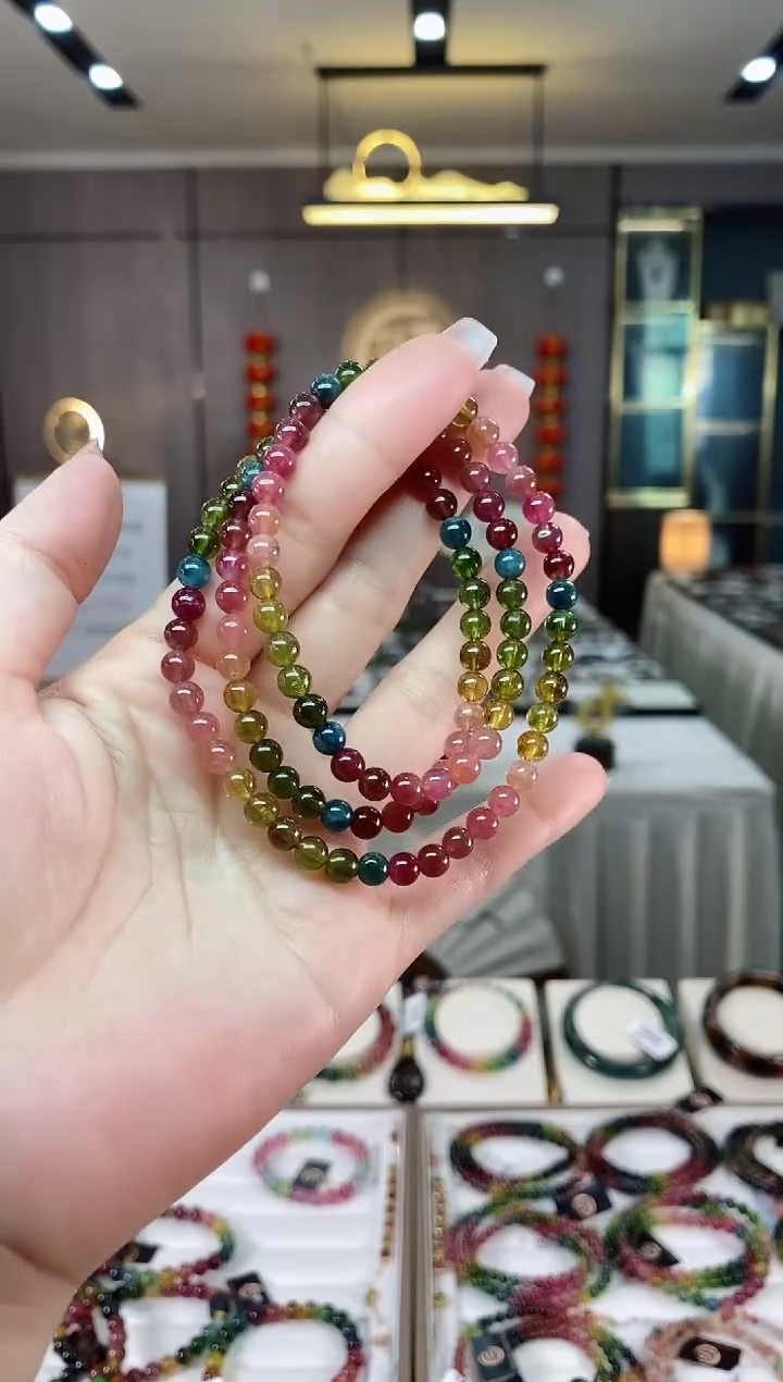 【闪购商品】碧玺三圈手串5mm+未镶嵌（多样性发一条）hon