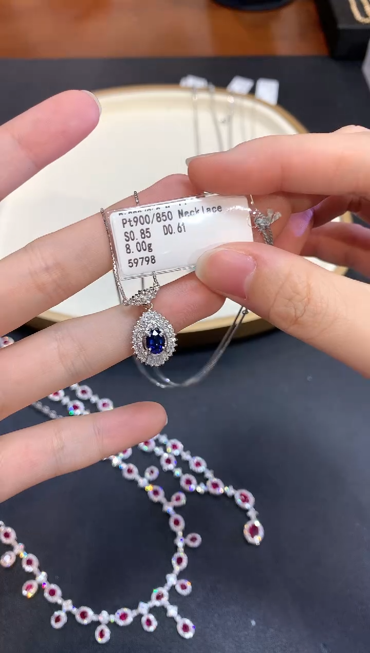 定制蓝宝石项链铂Pt850镶嵌S360|6800