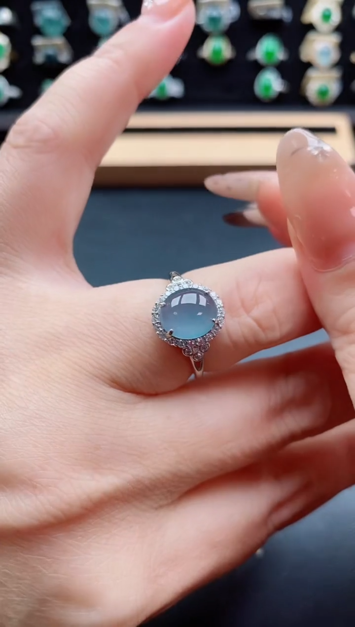 银S925镶嵌戒指翡翠1