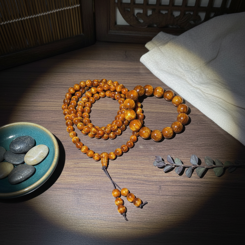 100 （108颗+单圈）金丝菩提手串wm100（无礼盒）