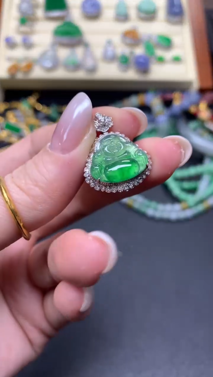【闪购商品】翡翠吊坠(不含链)18K金镶嵌吊坠|3980+398