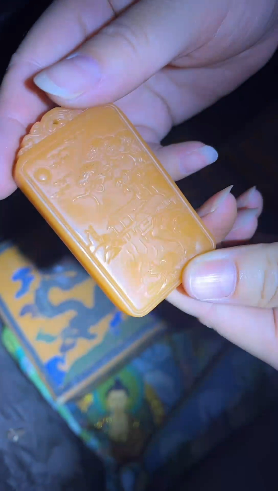 和田玉未镶嵌挂件和田玉橙色 山水牌 一块给