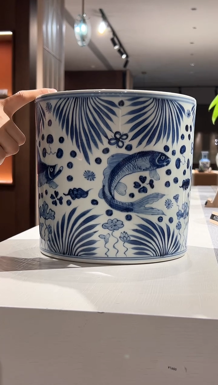 【闪购商品】瓶景德镇陶瓷鱼藻纹缸