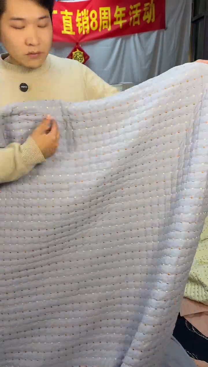 棉纯棉米粒秀200*230灰蓝色单被套