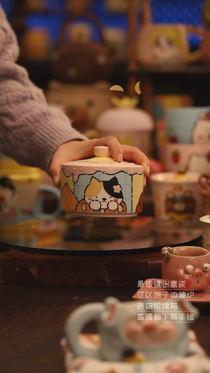 陶瓷景德镇可爱陶瓷釉下彩绘设计师款