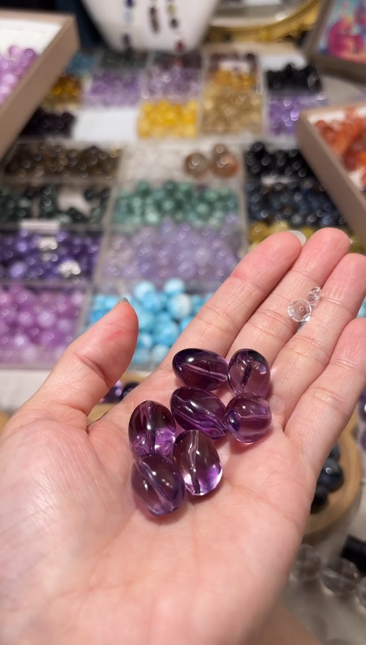 水晶手串未镶嵌雅**YA89特级紫水糖豆7个拍13