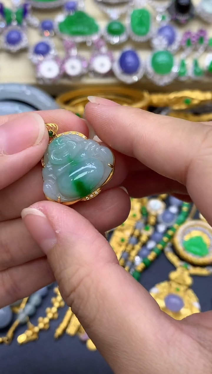 颈饰18K金镶嵌翡翠293-中国好珍宝