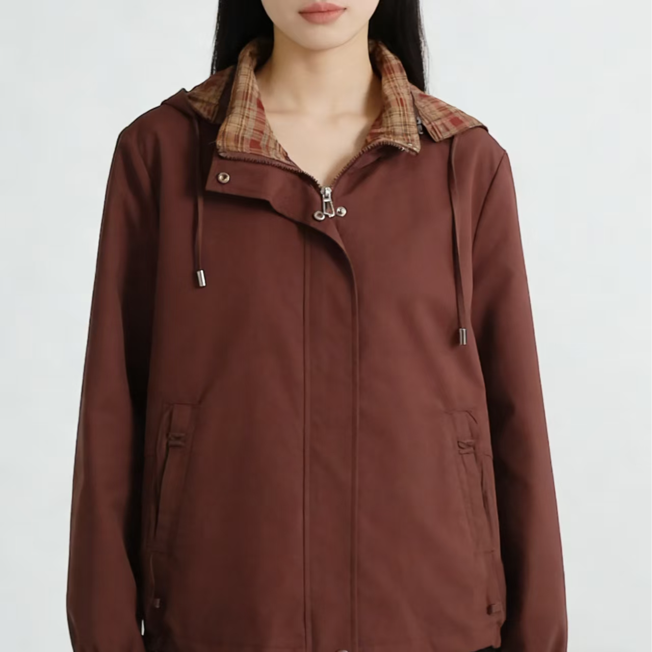 A51中老年女装宽松大码中老年连帽装运动防风时尚