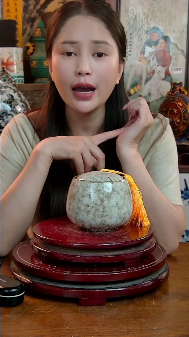 摆件景德镇陶瓷窑变茶叶罐