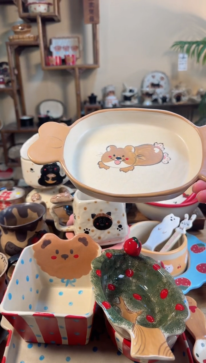 【闪购商品】狗狗盘高温瓷器瓷器