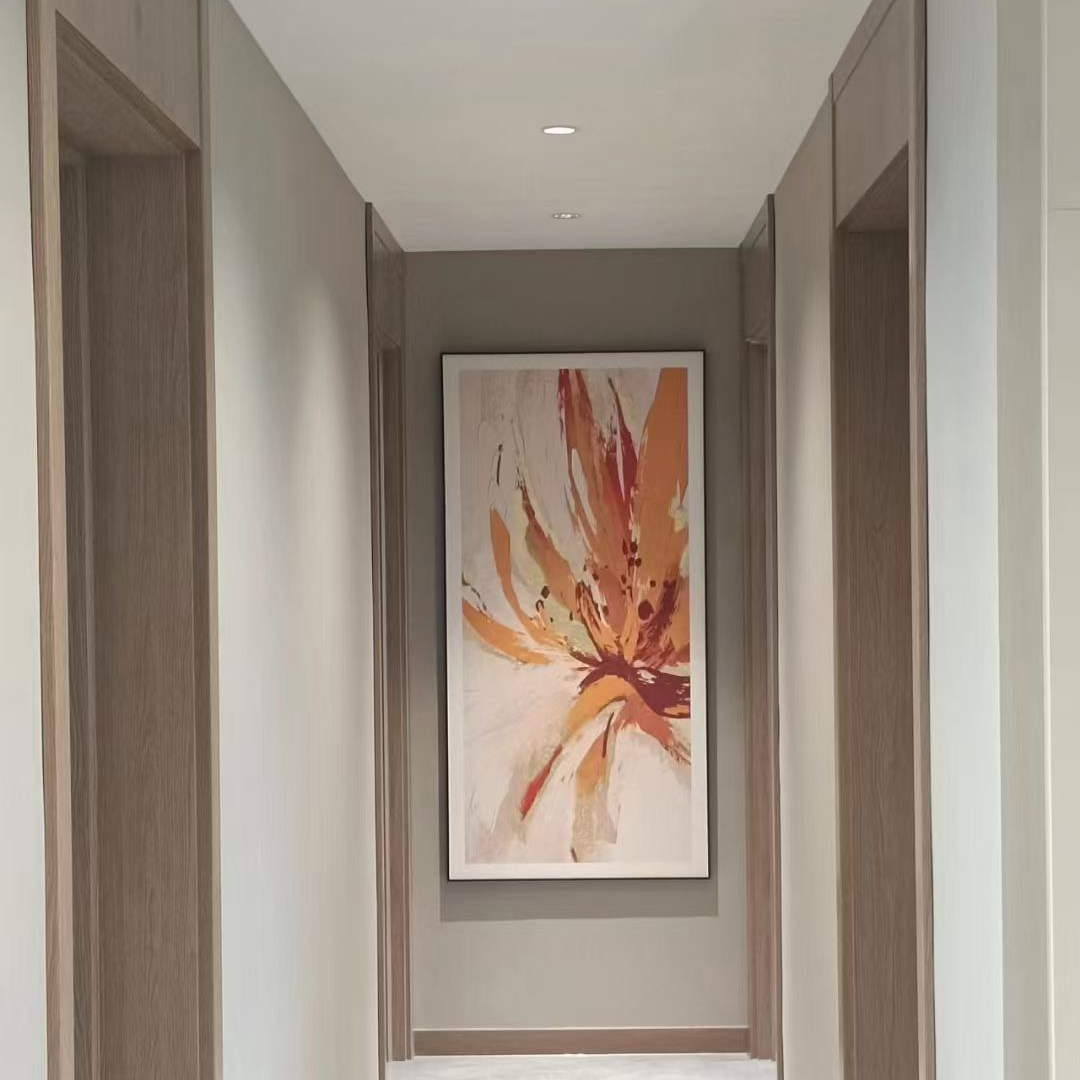 『花开富贵』现代简约肌理烫金皮革画