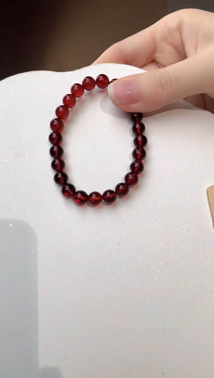 裸石琥珀未镶嵌7+血珀圆珠手串