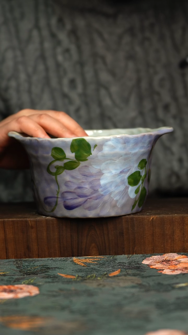 杯釉下彩手工手绘同款陶器