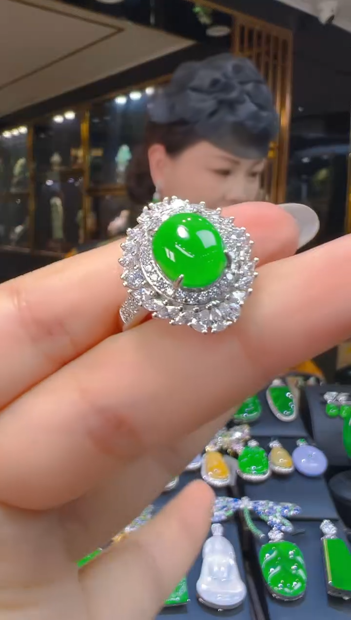 银S925镶嵌戒指翡翠101(多样性发货发其一)