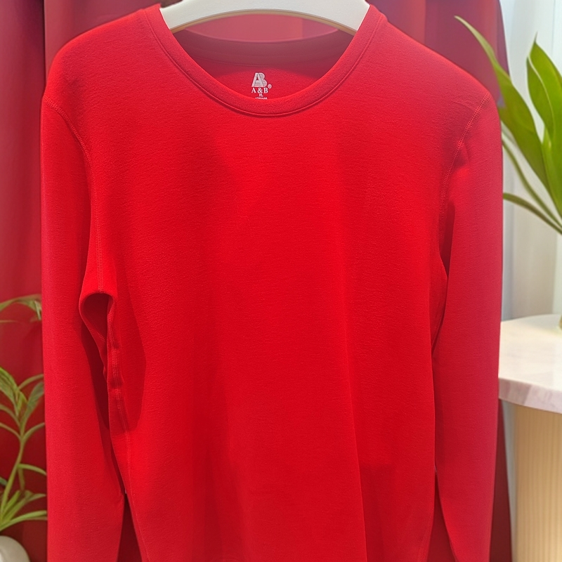 AB男士圆领套装红色